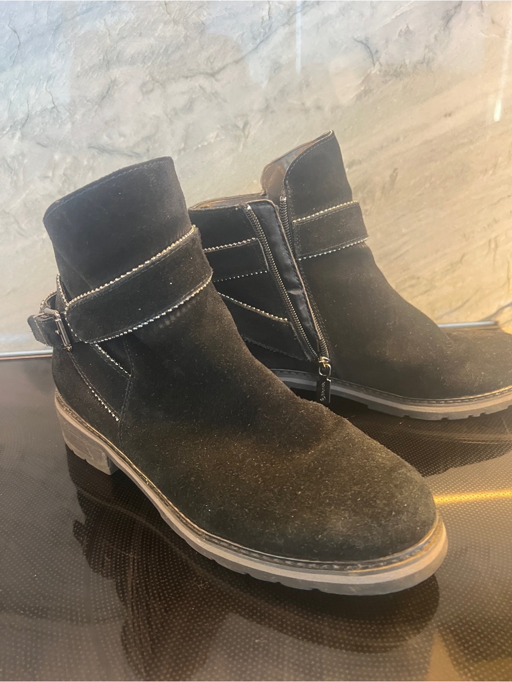 Blondo Black Suede Chukka Ankle Boots with Side Zip